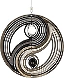 POMMERNTRAUM ® | Edelstahlwindspiel Windspiel Edelstahl Winddancer Twister Gartendeko Garten Kunst Yin Yang in schwarz Weiss