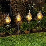 wuuhoo® LED Solar Gartenfackel Daria, wetterfeste Solarlampe aus Metall für den Garten, dekorative Gartenbeleuchtung mit Dämmerungssensoren, Gartenlampe, Außenlampe 4 Stk.