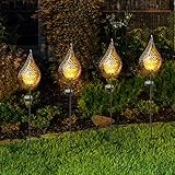 wuuhoo® LED Solar Gartenfackel Daria, wetterfeste Solarlampe aus Metall für den Garten, dekorative Gartenbeleuchtung mit Dämmerungssensoren, Gartenlampe, Außenlampe 4 Stk.