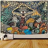 Yrendenge Pilz Wandteppich Augen Wandtuch Meer Kreaturen Wandbehang Boho Tapestry Aesthetic Ozean Psychedelic Dekorativer Wandteppiche für Schlafzimmer, 210x150cm