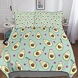 HMLTD Karikatur 3D Bettbezug Avocado Set Gedruckter Bettbezug Bettwäsche-Sets Bettbezüge MitReißverschluss Und Kissenbezüge Mikrofaser 3teilig King（220x240cm）