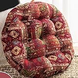 FANSU Runde Stuhlkissen Garten, Ethnisch Stil Sitzkissen 55cm, Stuhl Kissenauflage/Weiches Stuhlauflage Atmungsaktiv Sitzpolster Sitzauflage Gartenkissen (Rot)
