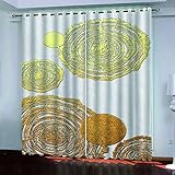 GSKOQD Vorhänge Blickdicht Mit Ösen 3D Druck Abstrakter Goldener Kreis Muster Verdunkelungsvorhang Wohnzimmer Schlafzimmer Küche Fenstergardinen 240X230Cm (B X H) Ösenvorhang 2Er Set Dekoschals Vor