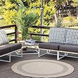 Surya Sintra Teppich Schlafzimmer, Wohnzimmer, Esszimmer, Flur - Moderne Boho Teppich Geometrisches Muster - Weicher Skandinavisch Wohnzimmerteppich Braun, Schwarz - Carpet 100cm Rund Teppich