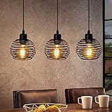 ZMH Pendelleuchte Vintage Schwarz E27 Pendellampe aus Metall Retro Esstischlampe 3-flammig max. 25 Watt 1200mm Höhenverstellbar für Esszimmer Küche Wohnzimmer Bar Restaurant