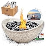 Lightfire® Tischkamin Bioethanol Kamin Feuerschale aus Beton Indoor & Outdoor | Tischdeko für den Innenraum und draußen | Tischfeuer für Balkon, Terrasse