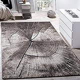 Paco Home Edler Designer Teppich Wohnzimmer Holzstamm Baum Optik Natur Grau Braun Beige, Grösse:240x340 cm