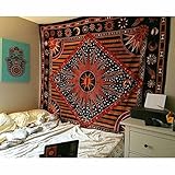 Beliebtes Kunsthandwerk Brennende Sonne Wandteppich Himmlische Sonne Mond Wandteppiche Hippie Wandbehang Psychedelisch Sonne Mond Bohemian Wohnheim Strandtisch Baumwolle Gold Volle Größe