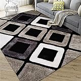 Kunsen Shaggy Teppich Minimale geometrische Anti-Rutsch Area Rugs schwarz Outdoor Teppich Kurzhaarteppich60x90CM