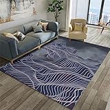 SUNYRDSM Flur Teppich Läufer Teppich Flur rutschfest 60x90cm Grayblauer Schlafzimmer Teppich abstrakte Kunst Design Zubehör Anti-Rutsch Eingangsmatte