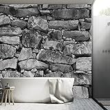 Fototapete Stein 3D 366 x 254 cm inklusive Kleister Steinwand Schwarz Weiß Weiss Mauer Ziegel Tapete