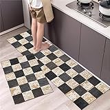 KüChenteppich, KüChenläUfer, Teppich LäUfer KüChe, KüChenläUfer KüChenteppich Waschbar Rutschfest, KüChen Teppiche, TeppichläUfer, KüChenteppiche, Kitchen Mat, KüChenmatte Klassisch, 40x60cm+40x160cm