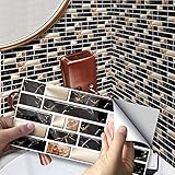 VIVILINEN Fliesenaufkleber Mosaik Wandfliesen Wandaufkleber Selbstklebende Deko Fliesensticker für Küche Badezimmer Peel and Stick 27 Stück (10 X 20 cm)