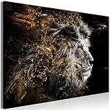 decomonkey Bilder Löwe Abstrakt 120x80 cm 1 Teilig Leinwandbilder Bild auf Leinwand Vlies Wandbild Kunstdruck Wanddeko Wand Wohnzimmer Wanddekoration Deko Tiere schwarz gold