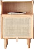 JUNNIU Schlafzimmermöbel Nachttisch im japanischen Stil Massivholz Rattan Nachttisch Sofa Beistellschrank Schlafzimmermöbel Decoration