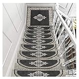 Treppen-Teppichstufen 5 Stück Wendeltreppen-Trittmatte Treppenteppich, rutschfeste Stufenunterlage Einfaches europäisches Muster Innenschutzteppich Teppichmatte for Treppen (Color : Grey, S