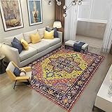 DJHWWD Outdoortepiche Teppichläufer Schlafzimmer Gelbes Retro-Haus, Hotel, Wohnzimmer, Schlafzimmer, Nachttisch, Waschbar Kinder Teppiche 80X120cm