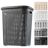 KADAX Wäschekorb, 50L, multifunktionale Wäschetruhe mit Deckel, Leichter Wäschesammler, Wäschesortierer aus Kunststoff, für Bad, schmutzige Kleidung, Spielzeug, Wäschebox (anthrazit)