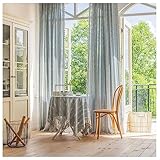 Homxi Vorhang Transparente Gardine 2er Set 2 x 140W x 60H cm,Vorhänge Wohnzimmer Tüll Grau Einfarbig Vorhänge mit Haken Schlafzimmer