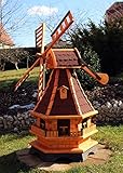 holzdekoladen XXL Windmühle mit Solarbeleuchtung rot Typ 18.1 (rot Solar weiß)