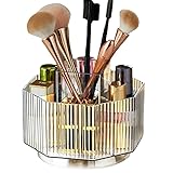 Wellcun Um 360 ° drehbarer Make-up-Organizer, drehbarer Make-up-Pinselhalter mit 5 Schlitzen, große Kapazität, Kosmetik-Vitrine, Hautpflege-Tablett für Schminktisch-Arbeitsplatten, Badezimmer,