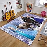 PUREUV EIS Und Schnee Abenteuer Cartoon Anime Teppich, Wohnzimmer Nachttisch Kinderteppich, ELSA Anime Fußmatte, Küche rutschfeste Bodenmatte, Geschenk A178 100×160Cm