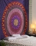 RAJRANG BRINGING RAJASTHAN TO YOU Wandteppich Mandala Wandtuch - 228x213 cm Lila Großes Mandala Hippie Tapisserie dekorativ Wandbehang psychedelic Goa Böhmische wandteppiche für Wohnkultur