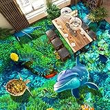 Benutzerdefinierte Fototapete Unterwasserwelt Schlafzimmer Badezimmer 3D Bodenaufkleber Selbstklebender Boden Wasserdichte Kunststofftapeten-400 * 280cm