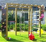 Spiel&Garten XXL Klettergerüst 2,4m Kletterturm mit Kletternetz Reckstange Kletterwand Leiter