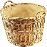 Kobolo Kaminholzkorb Universalkorb Kaminkorb Weidenkorb Holzkorb rund gekochte Weide und Leinen