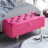 Leder-Aufbewahrungsbank, Aufbewahrungsende der Bettbank, Gepolsterte Bank mit Knöpfen und Aufbewahrung, Moderne Aufbewahrungsbänke, Schlafzimmerbank, Aufbewahrungstruhe (Color : Pi