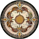 Indian Art and Crafts Esstisch, rund, 152,4 x 152,4 cm, Blumenmuster, Schwarz