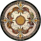 Indian Art and Crafts Esstisch, rund, 152,4 x 152,4 cm, Blumenmuster, Schwarz