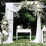 Deconovo Querbehang Transparente Gardinen Schals Voile Vorhang Freihanddeko Dekoschals Traubogen Hochzeit Wohnzimmer Himmelbett Weiß 140x545 cm