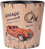 BNEZZ Küchen-Mülleimer, runder Mülleimer, Retro-Papierkorb für das Heimbüro, PU-Leder, ohne Abdeckung (Kapazität 11 l) Mülleimer (Color : D)