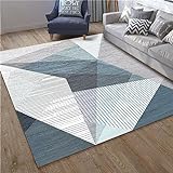 RUGMRZ Flur Teppich Läufer 160 x 230 cm Graublauer dreieckiger geometrischer Design-Schlafzimmer Teppich kann angepasst Werden Bettumrandung Teppich 3 Teilig