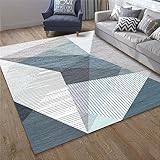 RUGMRZ Flur Teppich Läufer 160 x 230 cm Graublauer dreieckiger geometrischer Design-Schlafzimmer Teppich kann angepasst Werden Bettumrandung Teppich 3 Teilig