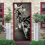 Türposter - 3D Türaufkleber Selbstklebend Diy Türbild,Türfolie,Türtapete Fototapete, Motorrad Lokomotive Tür Wandbilder,Für Tür,Wohnzimmer,Schlafzimmer,Küche Und Bad 77X200 Cm - Poster Tapete