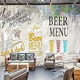 XLMING Handgemalte Graffiti Betonwand Bier Thema 3D Tapete Bar Ktv Industrielles Dekoratives Wandbild Tapete-250cm×170cm