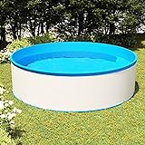 Tidyard Planschbecken mit Stahlwand Aufstellpool Gartenpool Swimmingpool Hundepool für Hunde & Kinder 350x90 cm Weiß und Blau