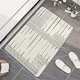 Absorbierender Badematte Badezimmerteppich Badteppich Badvorleger, Waschbarer rutschfeste FußMatten, Super Absorbierende Schnelltrocknende Badematte, Badewanne, Duschraum, KüChe 60x100cm, Helle Farbe