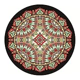 QQLADY Runder Kinderteppich, ultraweicher böhmischer Küchenteppich, Vintage-marokkanischer bunter Druck, großer Outdoor-Teppich, schmutzabweisender Teppich, Hängekorbmatte, rund, Durchmesser: 47 Zo