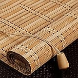 JIAOLUN123 Bambus Rollo Retro Jalousine Bambusrollo Seitenzugrollo Bambus Raffrollo Natur Holzrollos Lichtfilter Sonnenschutz und Sichtschutz Rollo Für Fenster und Türen,Maßanfertigung (140 x 180 cm)