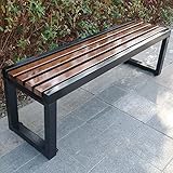 ZMYJTO Gartenbank Parklattensitze Terrasse Loveseat, rückenfreie Verandabank aus Holz für den Außenbereich, Metallrahmenstuhl, Rasen, Veranda, Weg, Hofdekoration, Deckmöbel für 2–3 Personen, für Kr