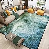 Teppich Wohnzimmer Kurzflor, 120X160CM, Moderner Teppich FüR Den Innenbereich, Waschbar Schlafzimmer Teppich, Blaues GrüNes Abstraktes Teppich, Weicher & Pflegeleichter, Anti-Rutsch Unterseite.