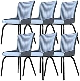 Moderner Esszimmerstuhl-Set, Technologie-Stoff, Wohnzimmer, Beistellstuhl mit Metall-Stuhlbeinen für Büro, Lounge, Schlafzimmer (Farbe: Blau)