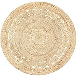 MARRAKESCH Handgewebter runder durchbrochener Jute Teppich Jemina 120cm groß | Outdoor Teppiche rund geflochten für Garten oder Balkon | Indoor als Mediterrane Deko im Wohnzimmer Kinderzimmer Zimmer