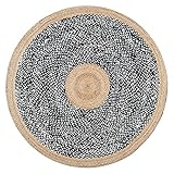 BEAUUP Else Schwarz Weißer Kreis Böhmischer Sisal Handgefertigter Flachgewebe Naturjute Teppich Rund Bodenmatte Wohnzimmer Schlafzimmer Sisal Teppich Wohnzimmer Teppich (Size : 150x150 cm) (120x12