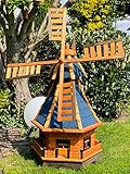 DARLUX dekorative Garten-Windmühle aus Holz kugelgelagert Braun Größen (Blau XL)