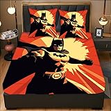 OUAPPA Kinder Spannbettlaken 120 * 200 cm Batman Spannbetttuch Super weich Mikrofaser 3D drucken Bettwäsche-Set mit 2 Kissenbezügen 80 * 80 cm schlafcouch